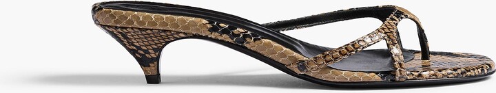 Mila Sandal in Taupe Python-Embossed Leather