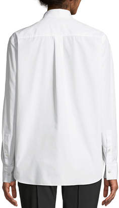 Valentino Long-Sleeve Button-Front Poplin Shirt with Love-Heart Embroidery
