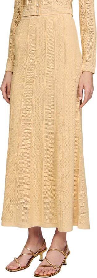 Sandro Pointelle knit maxi skirt