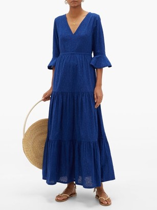 Le Sirenuse Positano Le Sirenuse, Positano - Bella Broderie-anglaise Cotton Maxi Dress - Blue