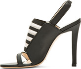 Thumbnail for your product : Christopher Kane Black Matte Leather & Elastic Slingback Heels