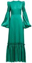 Thumbnail for your product : The Vampire's Wife Cosmo Shirred Floral Jacquard Maxi Dress - Womens - Green