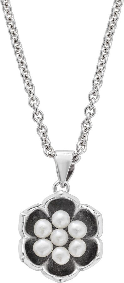 Lucy Quartermaine Solid Sterling Silver Royal Pearl Flower Pendant