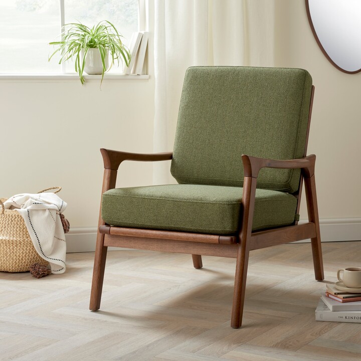 Dunelm Elements Maddox Woolly Herringbone Accent Chair Olive