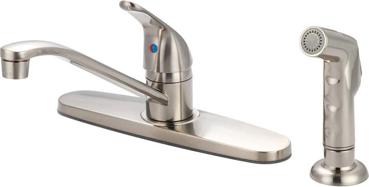 Olympia Single-Handle Standard Kitchen Faucet with Side Spray in Brushed Nickel