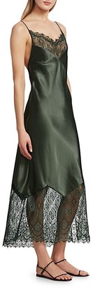 Marina Moscone Lace-Trim Maxi Slip Dress