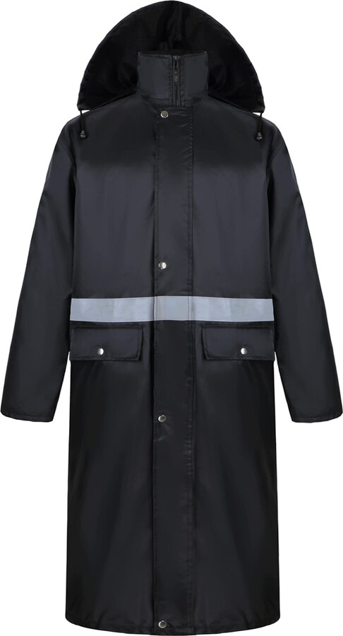 Yukirtiq Men's Long Raincoat Hi Viz Rain Jacket Waterproof Lightweight ...
