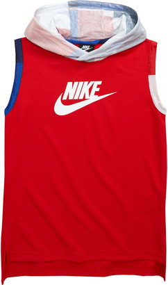 boys sleeveless red hoodie