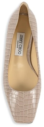 Jimmy Choo Mirele Croc-Embossed Leather Ballet Flats