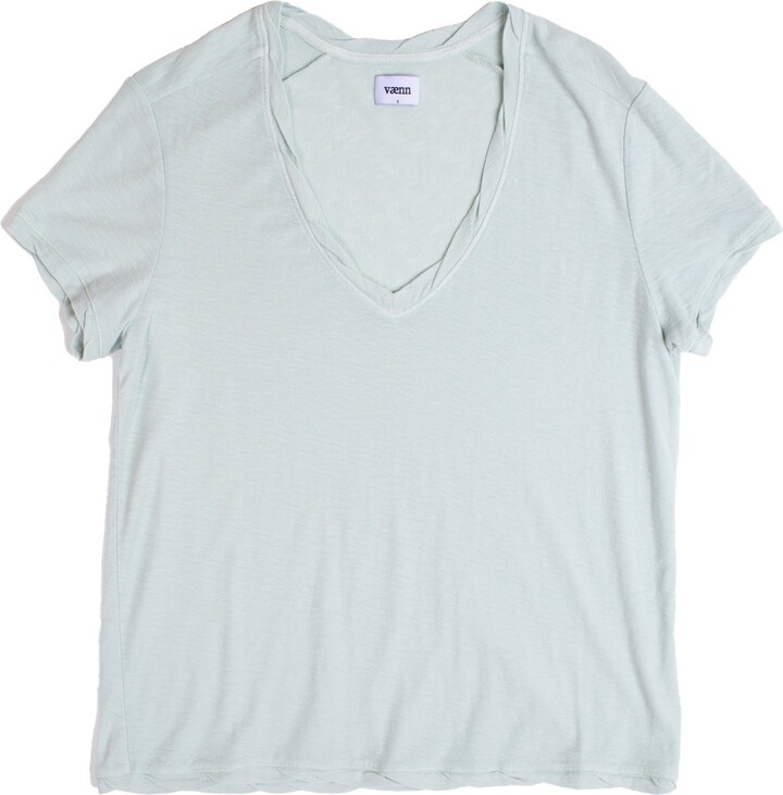Vænn Slub Deep V Tee Milky Green