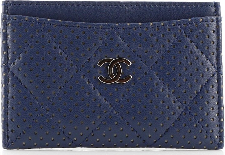 Chanel Brand New Classic Navy Blue Caviar Flap Card Holder  LAR Vintage