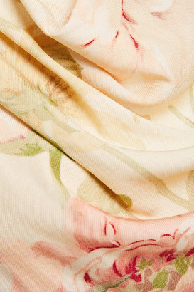 Zimmermann Tie-neck Draped Floral-print Stretch-silk Mini Dress