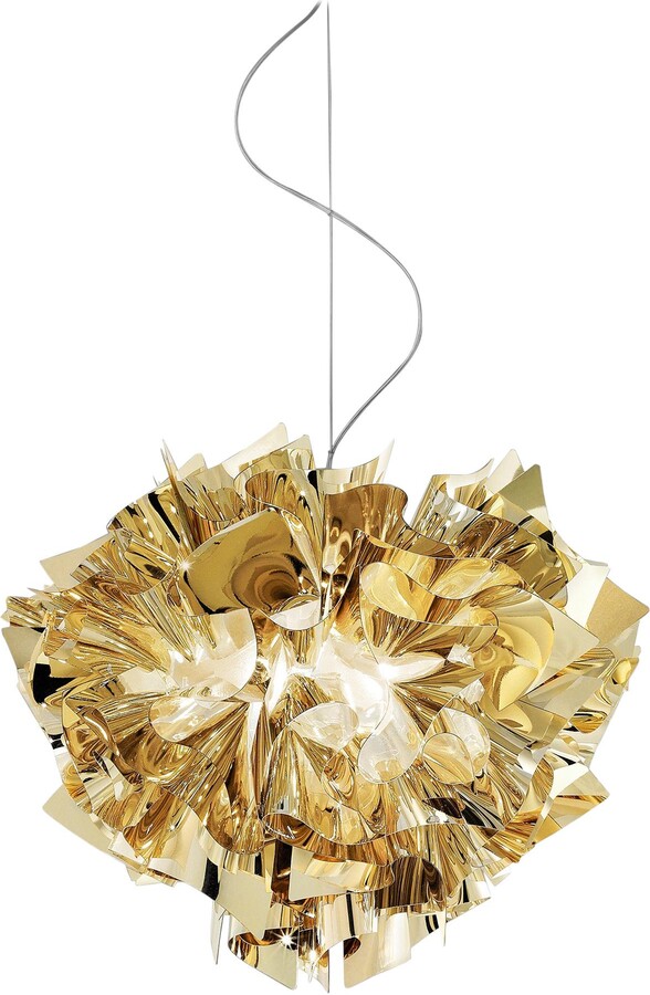 Slamp Veli Medium Suspension Light In Gold By Adriano Rachele
