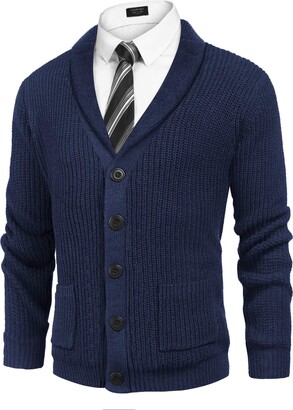 COOFANDY COOFADNY Men's Cable Knit Shawl Collar Cardigan - ShopStyle