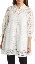 Embroidered Eyelet Cotton Button-Up 