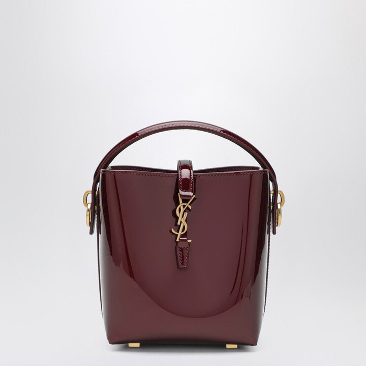 Saint Laurent Mini Le 37 Bucket Bag In Burgundy Patent Leather