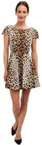 Thumbnail for your product : RED Valentino Leopard Print Cap Sleeve Taffeta Dress