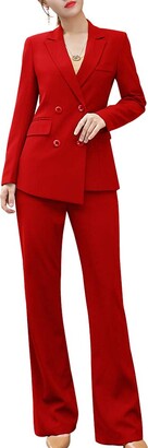 SUSIELADY Women's Two Pieces Blazer Suits Plaid Pants Set for Women Casual  Business Office Lady Suits Set (Blue - ShopStyle