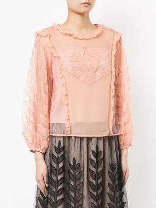 RED Valentino ruffled lace blouse