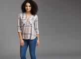 Thumbnail for your product : Dynamite Front Zip Plaid Blouse