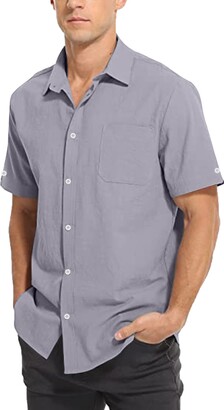 BGKKTLW Men's Standard-Fit Vacation Shirt Mens Short Sleeve Dress Shirts  Wrinkle Free Solid Casual Button Down Beach Shirts Hawaiian Floral Shirt  Sky Blue - ShopStyle T-shirts