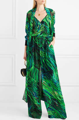 Elie Saab Printed Silk-georgette Camisole - Green