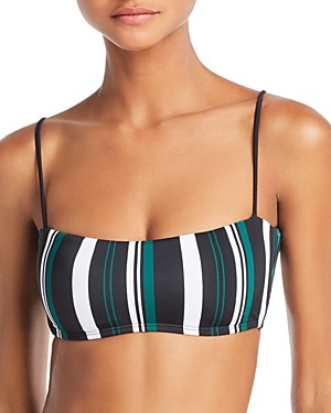 black and white striped bandeau bikini