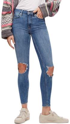Free People High Rise Busted Knee Skinny Jeans