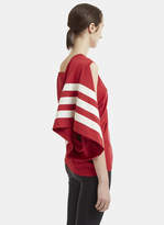 Thumbnail for your product : Y-3 Y 3 Striped Asymmetrical Sleeve Top in Red