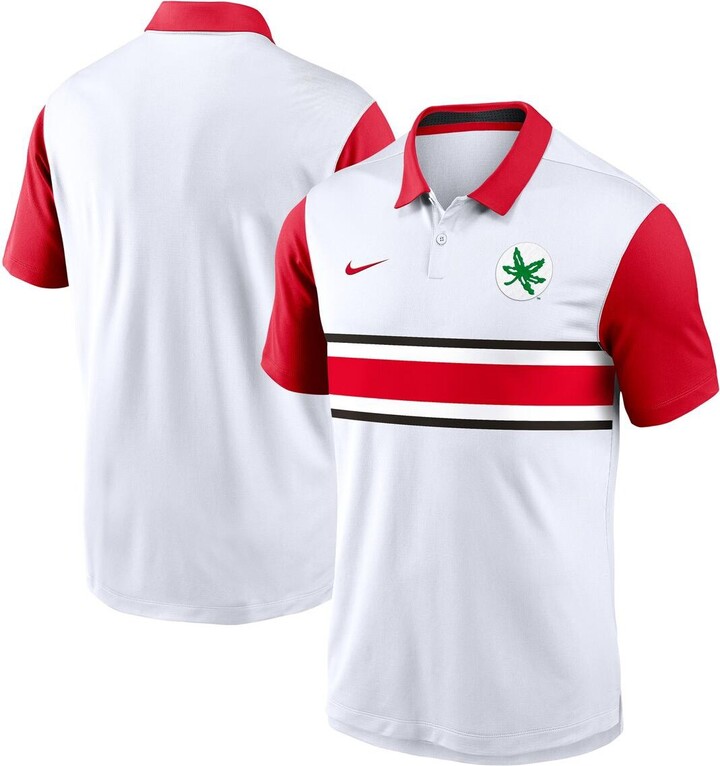 Nike Men's White/Scarlet Ohio State Buckeyes Athletic Prep Alt Logo Vapor Performance Polo Shirt - White, Scarlet
