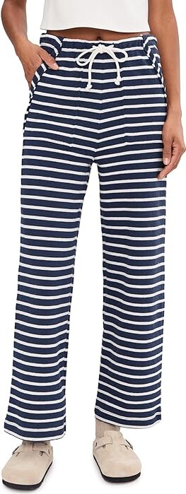 Splendid Livie Stripe Pants Women's Clothing Navy/Moonstone : XL (Women's 14-16), Cotton/Polyester