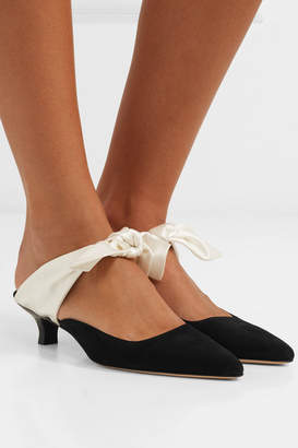 The Row Coco Suede And Satin Mules - Black