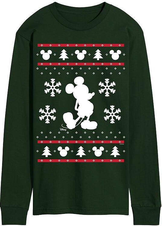 Licensed Character Men's Disney's Mickey Mouse Christmas Graphic Long Sleeve Graphic Tee