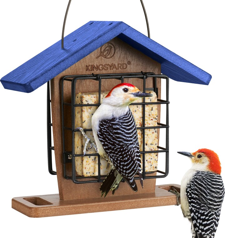 Kingsyard Recycled Plastic Bird Suet Feeder, Blue