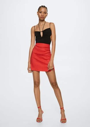 MANGO Linen miniskirt black - ShopStyle