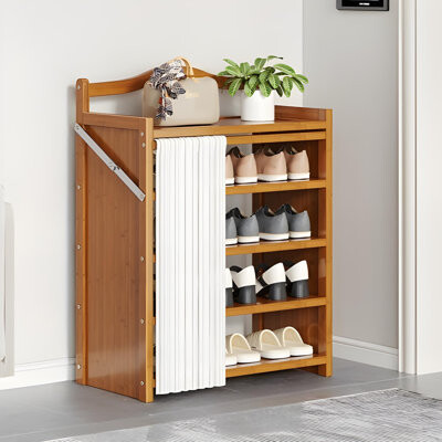 Lark Manor Home Folding Bamboo Shoe Rack Multi Layer Dustproof Storage Rack Dormitory Entrance Large Capacity Storage Rack