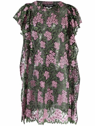Junya Watanabe Comme Des Garçons Pre Owned 2000s Floral Embroidery Sheer Dress