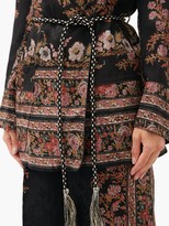Thumbnail for your product : Etro Fleuve Belted Floral-jacquard Satin Jacket - Black Multi
