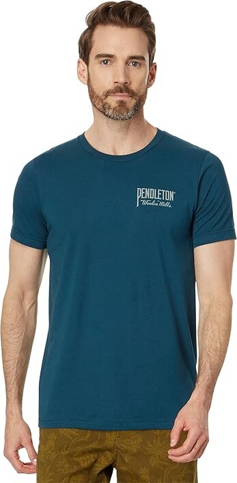 Pendleton Original Western Graphic T-Shirts Men's Clothing Atlantic/Light Blue : SM, Cotton