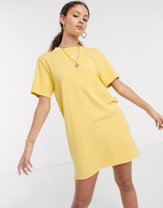 adidas mini logo t-shirt dress in yellow