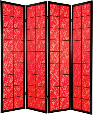 Oriental Furniture Feng 68" W x 72" H 4- Panel Rice Paper Folding Room Divider