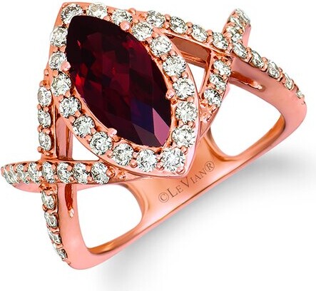LeVian 14K Rose Gold 2.92 Ct. Tw. Diamond & Garnet Cocktail Ring