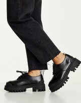 Thumbnail for your product : ASOS DESIGN Wide Fit Mayan chunky lace up flat shoes in black