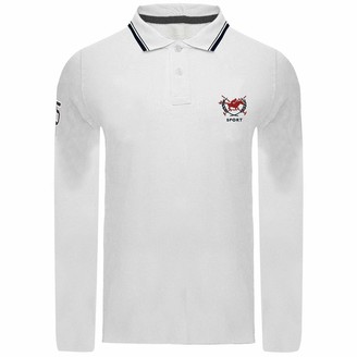 White Long Sleeve Polo Shirt With Collar | Shop the world's largest  collection of fashion | ShopStyle UK
