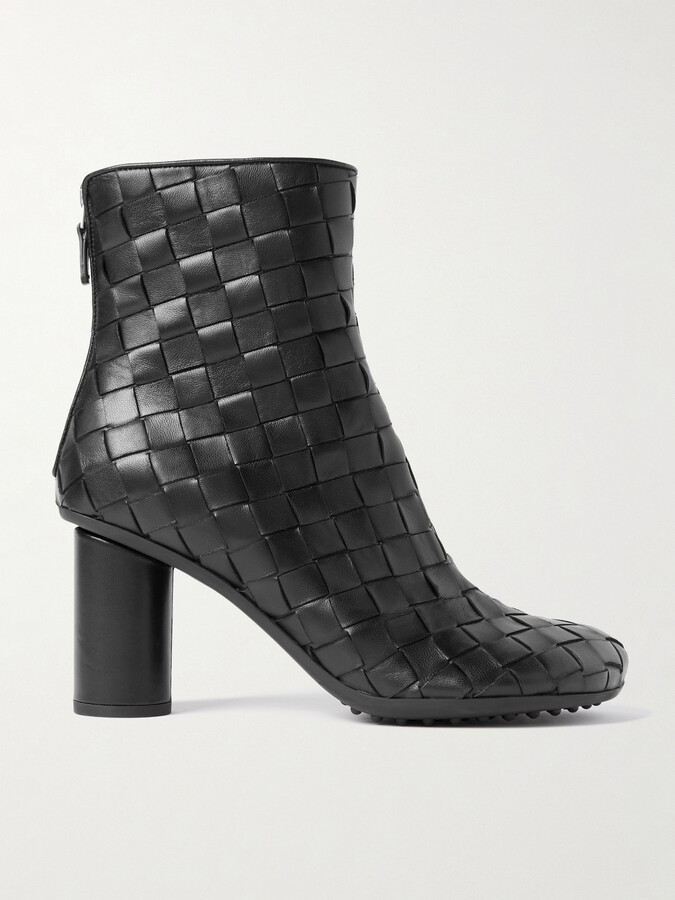 Bottega Veneta Atomic Intrecciato Leather Ankle Boots - Black