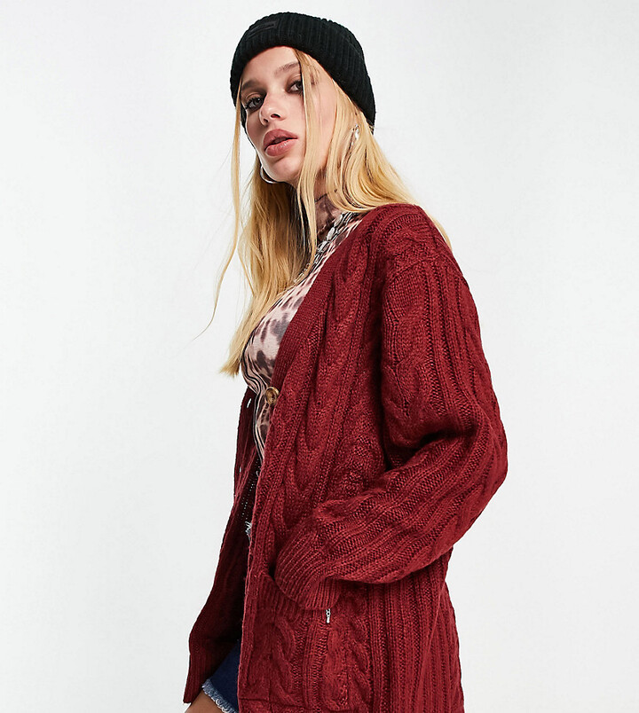 maroon cardigan