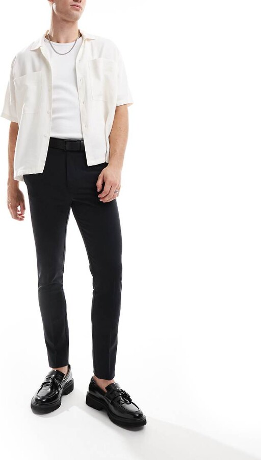 ASOS DESIGN smart super skinny trousers in black ShopStyle