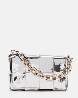 Steve Madden Carina Wallet Solid Silver Chain Strap Crossbody Bag