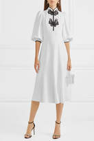 Thumbnail for your product : Andrew Gn Satin-appliqued Crepe Midi Dress - White