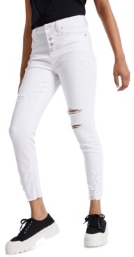 Indigo Rein Juniors' Button-Fly Ripped Skinny Jeans - ShopStyle